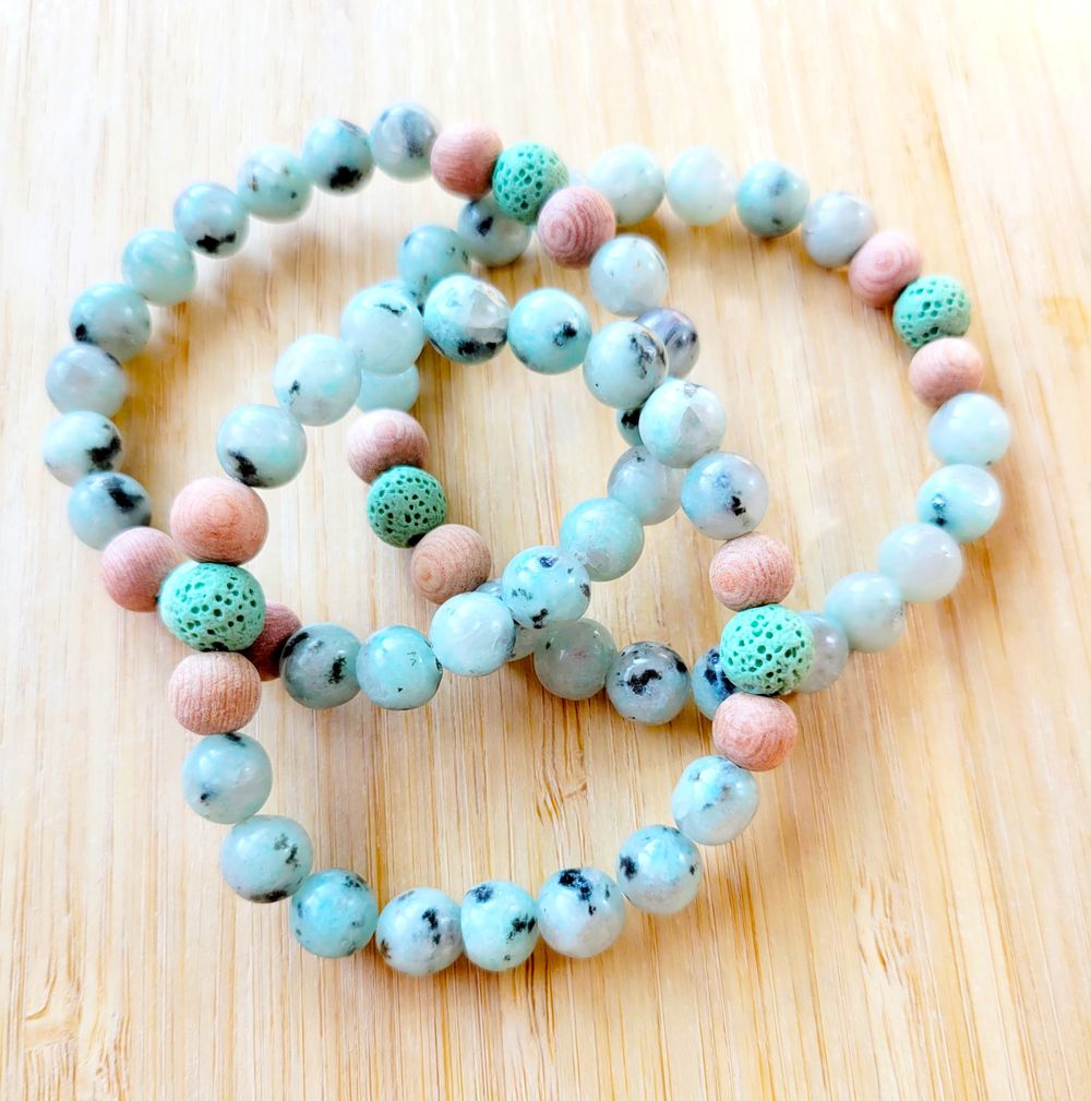 Abundance- Kiwi Jasper Gemstone Diffuser Bracelet 
