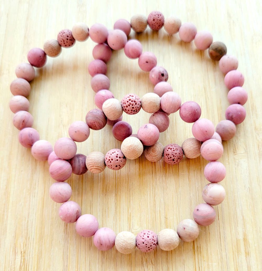 Blush- Pink Rhodonite Gemstone Diffuser Bracelet 